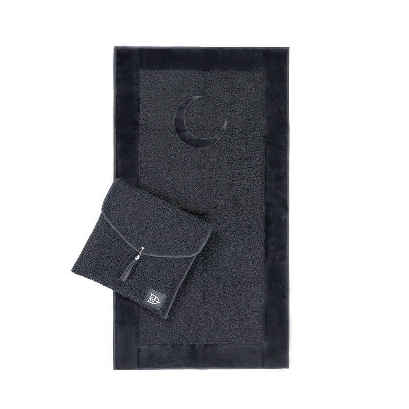 Cut Pile Crescent Pattern Prayer Mat Dark Grey
