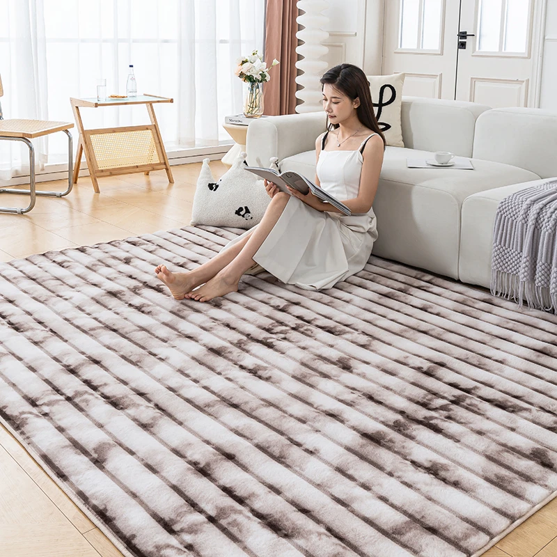 Stripped Random Dye Faux Fur Rug